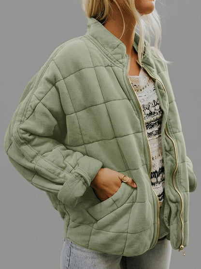 Quilted Fleece Zip Up Jacket
