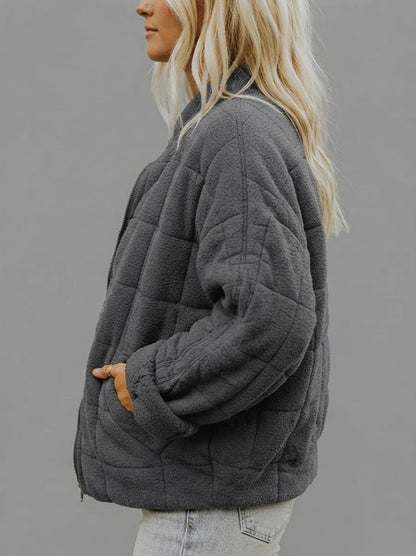 Quilted Fleece Zip Up Jacket
