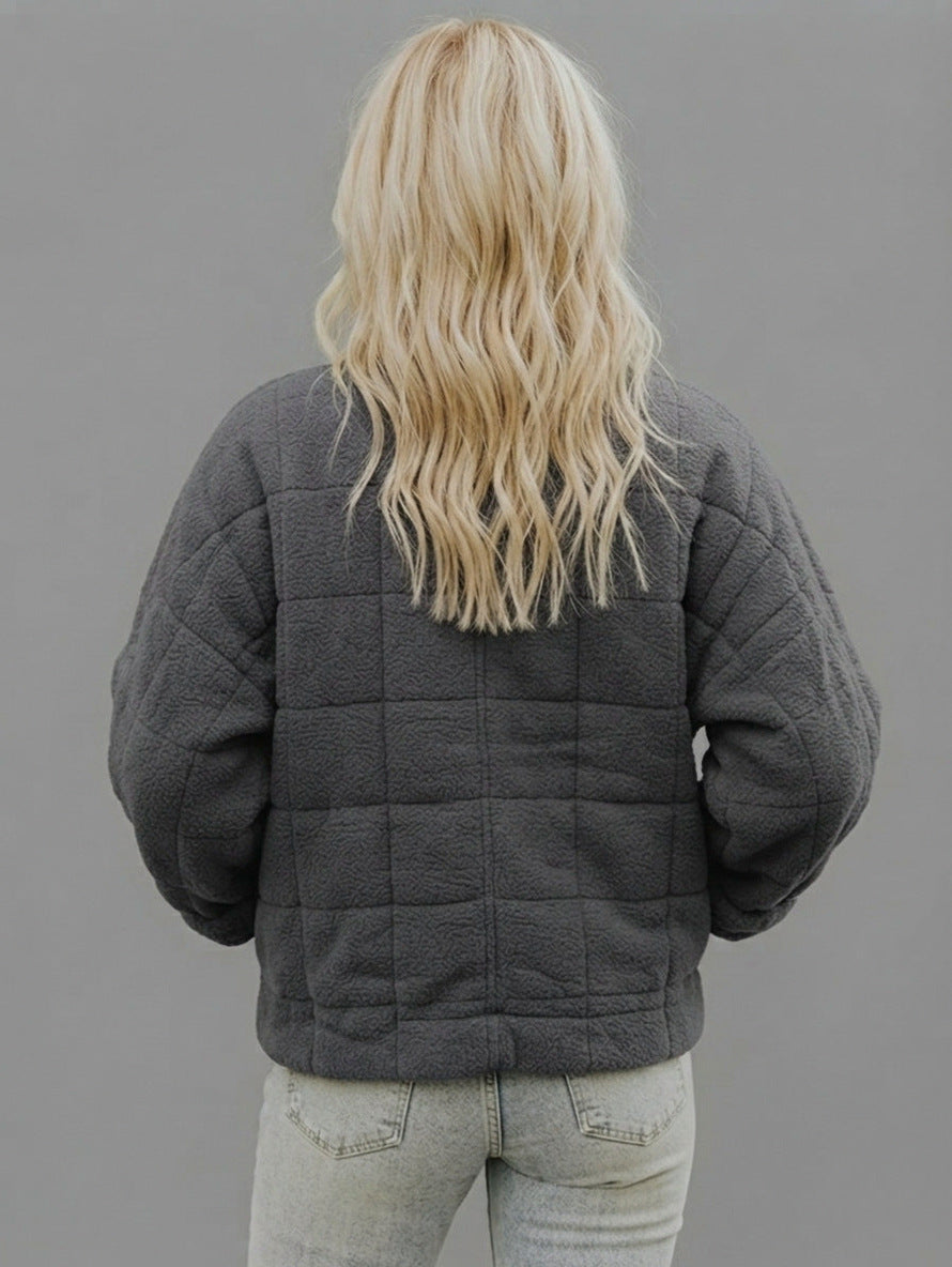 Quilted Fleece Zip Up Jacket