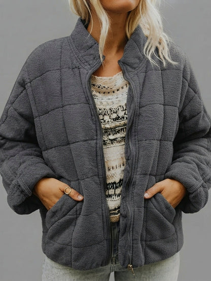 Quilted Fleece Zip Up Jacket
