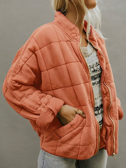 Quilted Fleece Zip Up Jacket