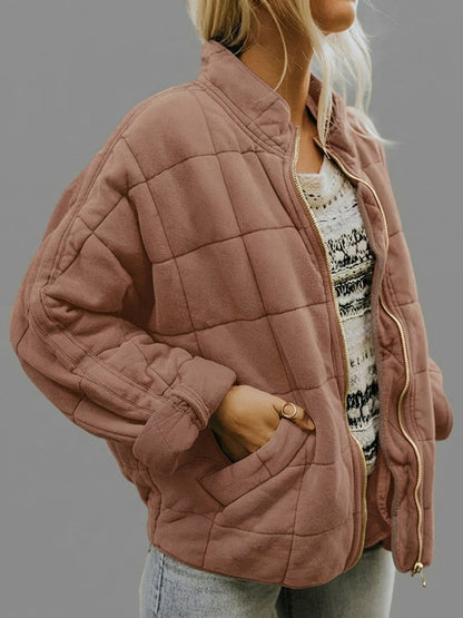 Quilted Fleece Zip Up Jacket