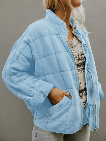 Quilted Fleece Zip Up Jacket