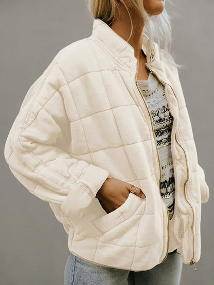 Quilted Fleece Zip Up Jacket