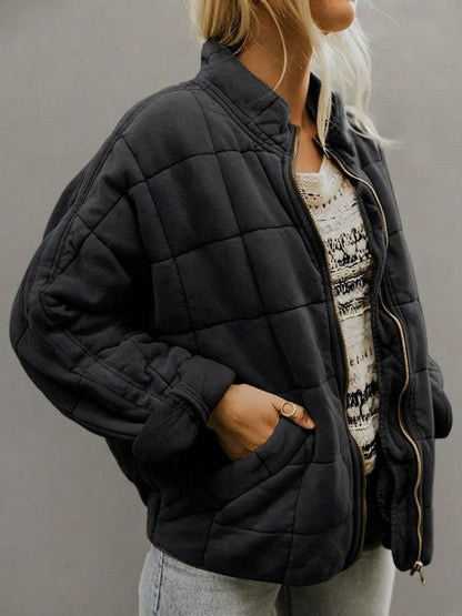 Quilted Fleece Zip Up Jacket