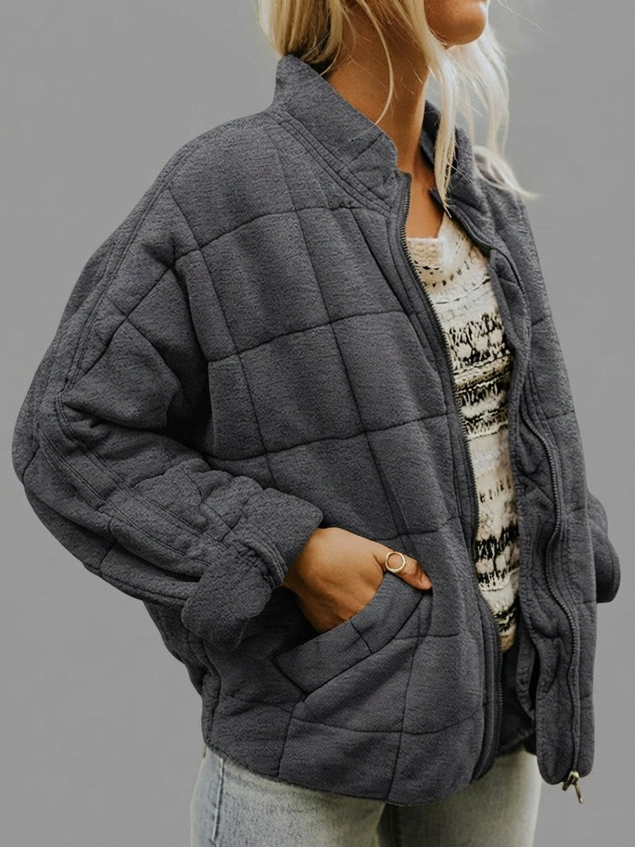 Quilted Fleece Zip Up Jacket