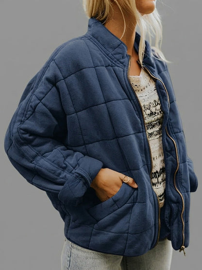 Quilted Fleece Zip Up Jacket