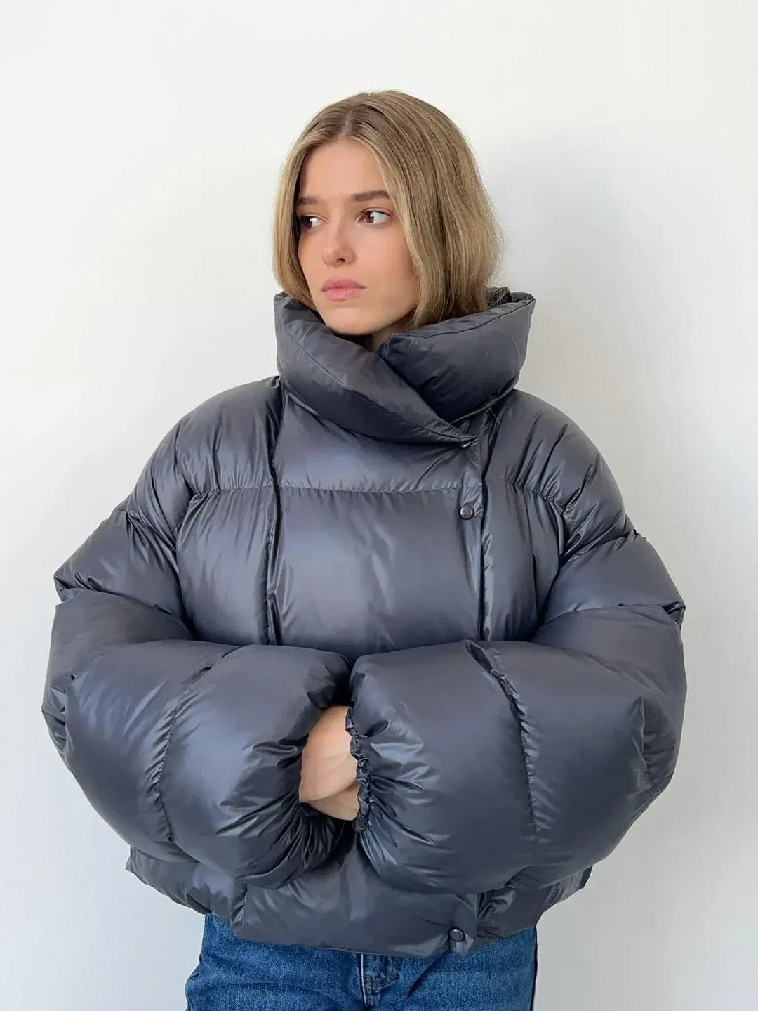 Quilted High Collar Puffer Jacket