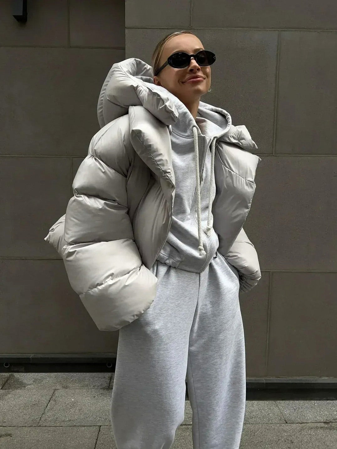 Quilted High Collar Puffer Jacket