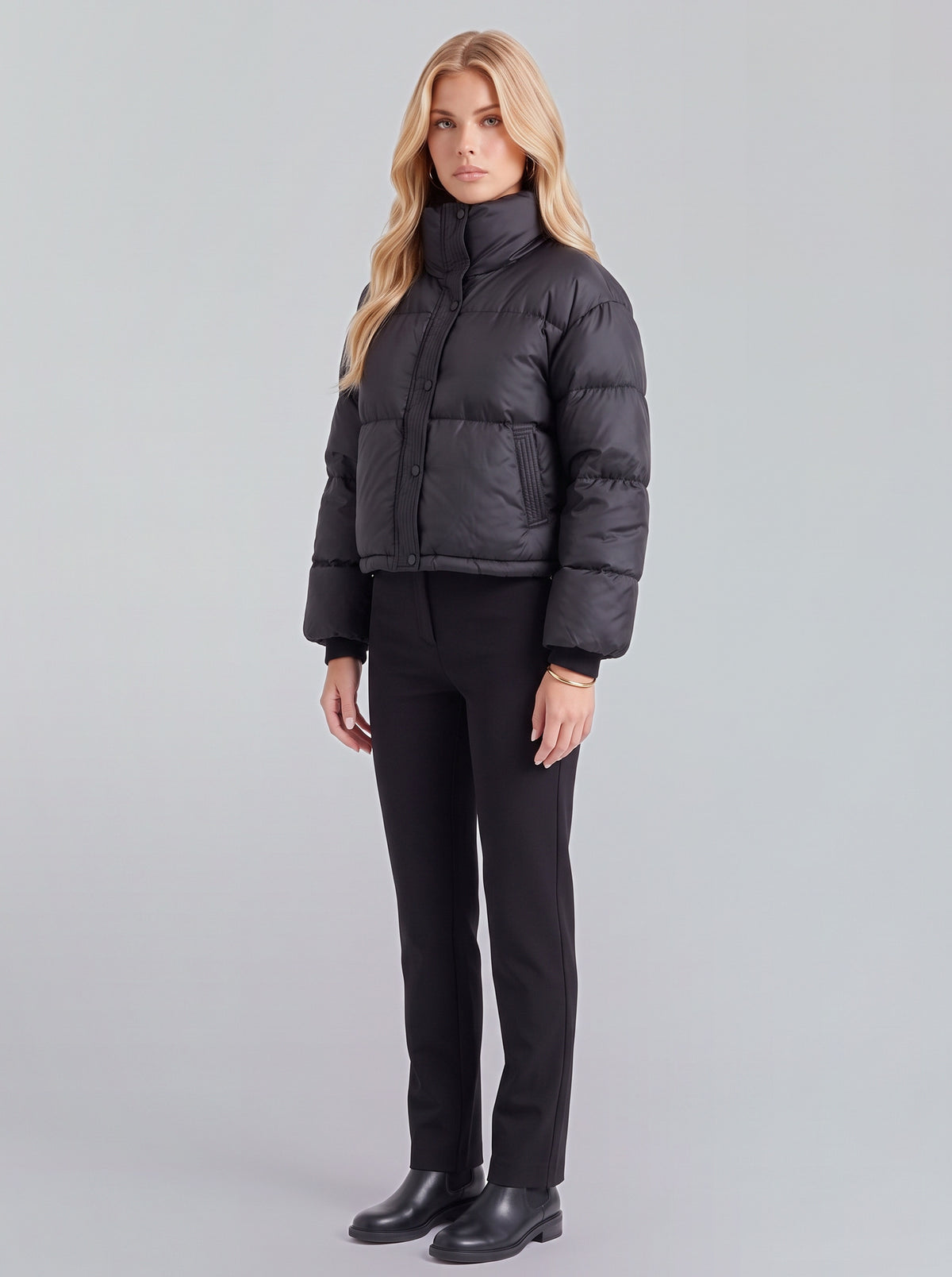 Quilted High Neck Puffer Jacket