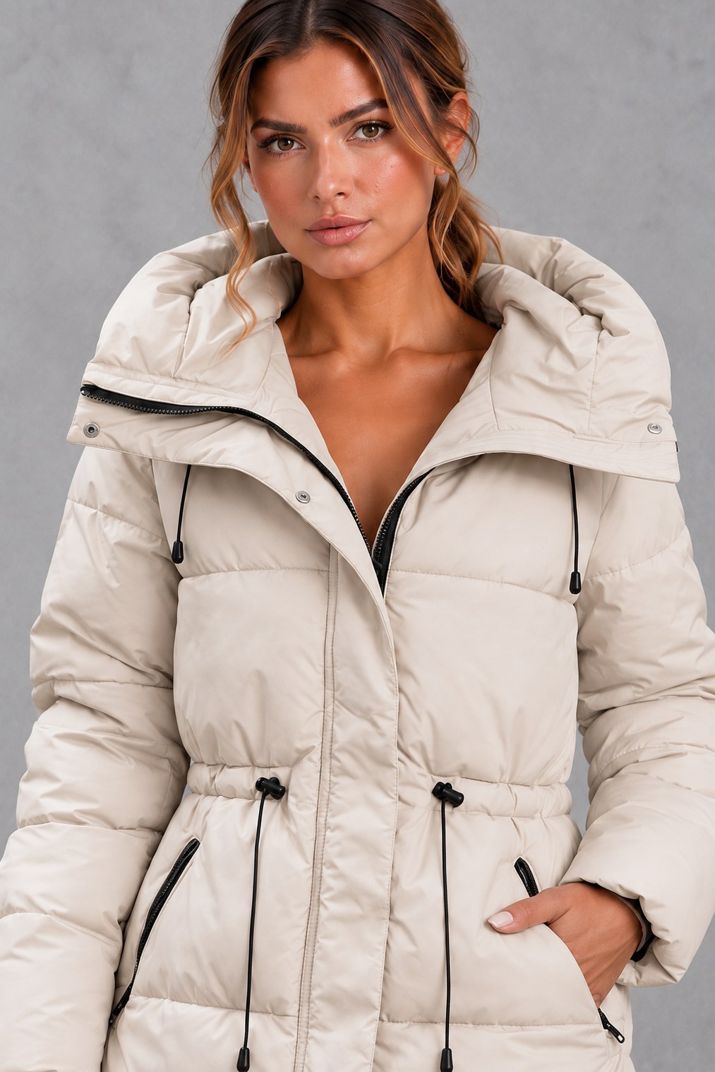 Quilted High Neck Puffer Jacket