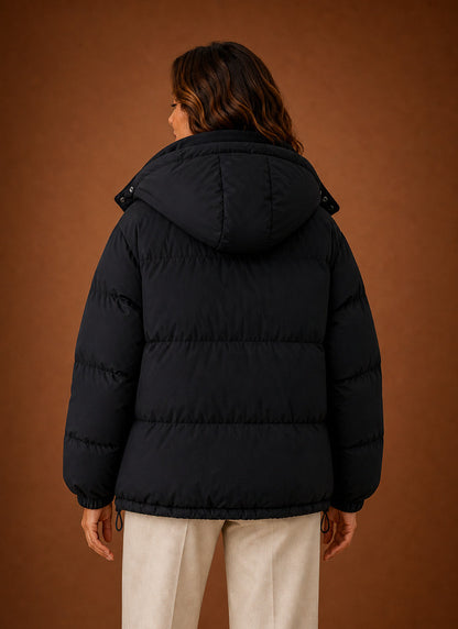 Quilted Hooded Long Sleeve Puffer Jacket