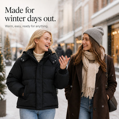 Quilted Hooded Long Sleeve Puffer Jacket