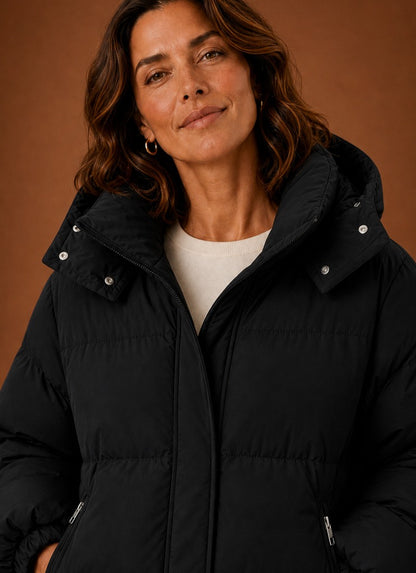 Quilted Hooded Long Sleeve Puffer Jacket