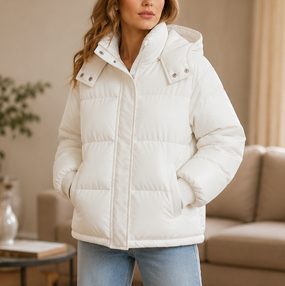 Quilted Hooded Long Sleeve Puffer Jacket