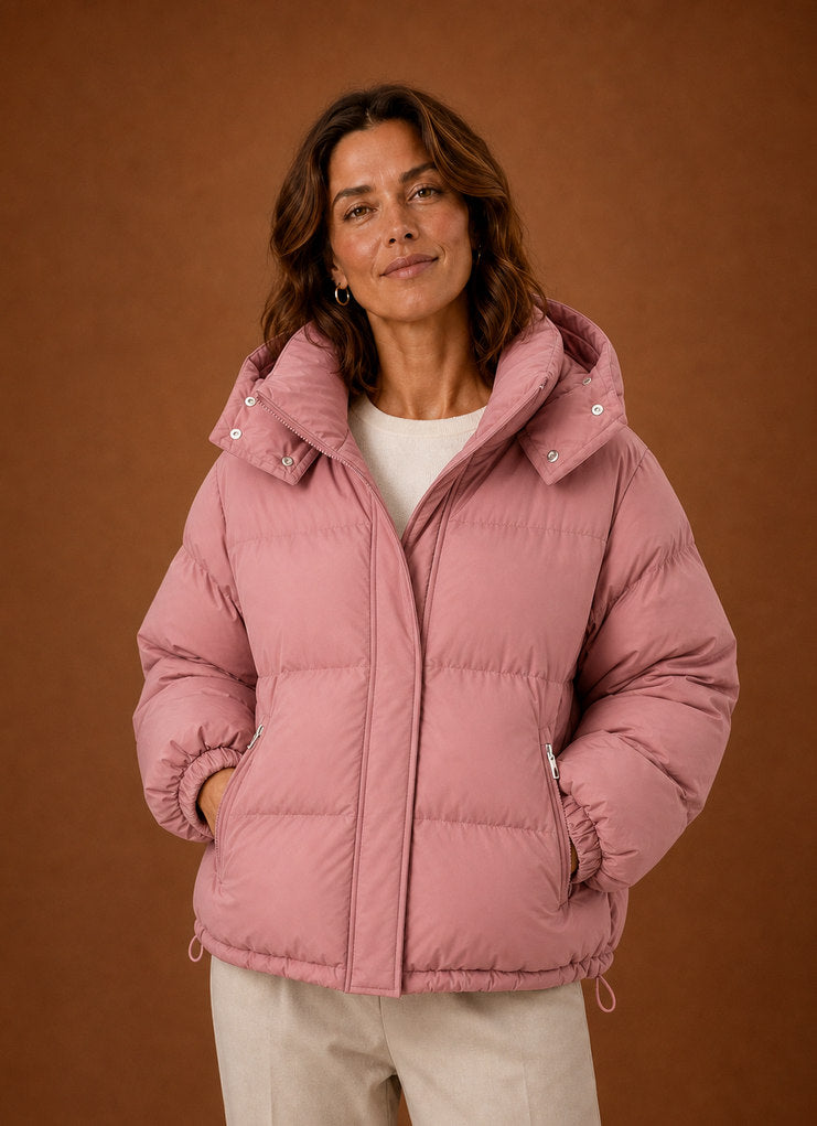 Quilted Hooded Long Sleeve Puffer Jacket