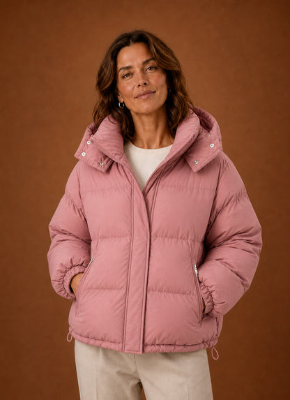 Quilted Hooded Long Sleeve Puffer Jacket