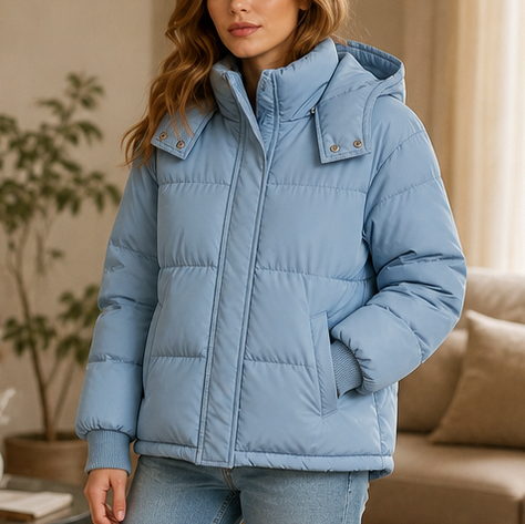 Quilted Hooded Long Sleeve Puffer Jacket