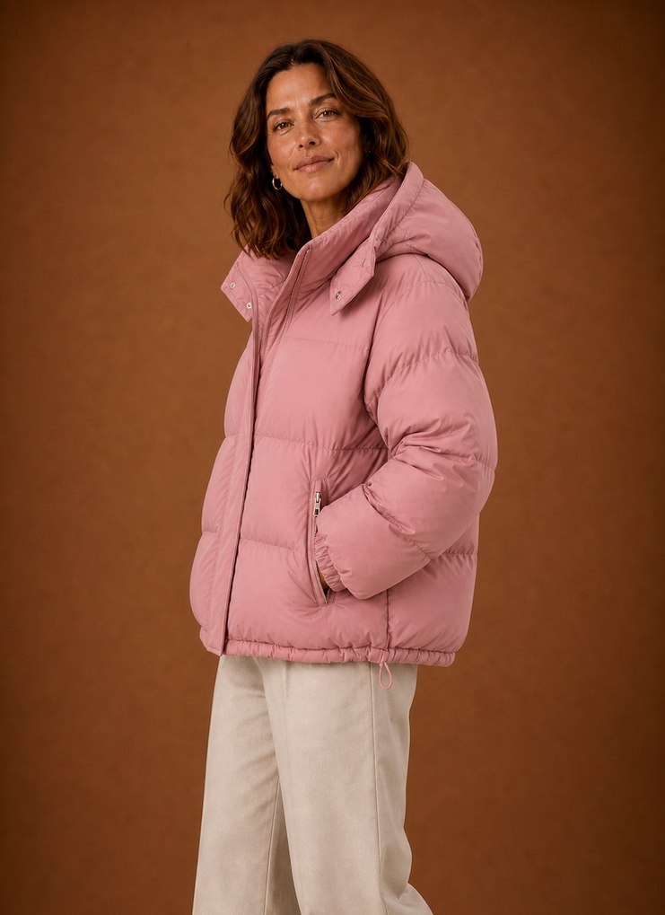 Quilted Hooded Long Sleeve Puffer Jacket