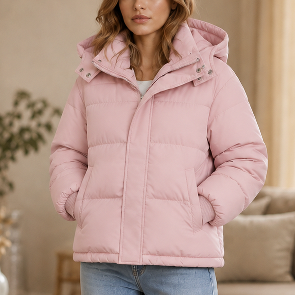 Quilted Hooded Long Sleeve Puffer Jacket
