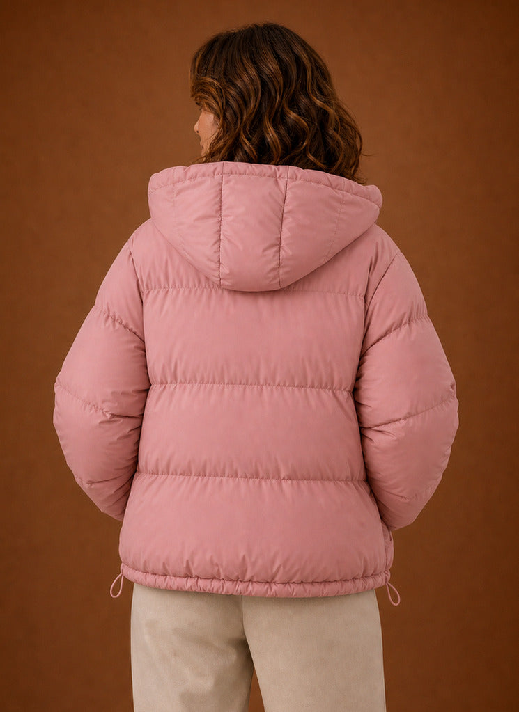 Quilted Hooded Long Sleeve Puffer Jacket