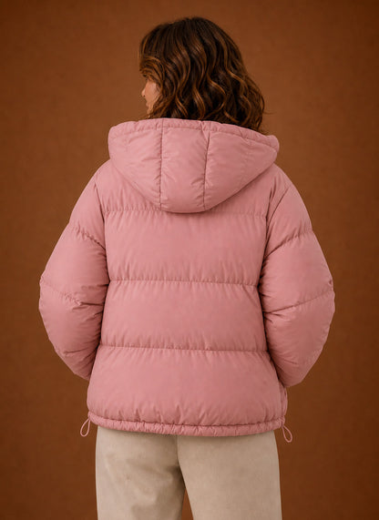 Quilted Hooded Long Sleeve Puffer Jacket