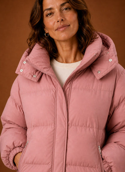 Quilted Hooded Long Sleeve Puffer Jacket