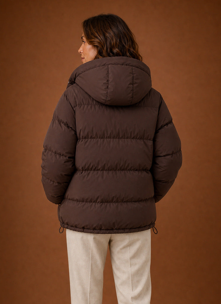 Quilted Hooded Long Sleeve Puffer Jacket