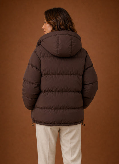 Quilted Hooded Long Sleeve Puffer Jacket