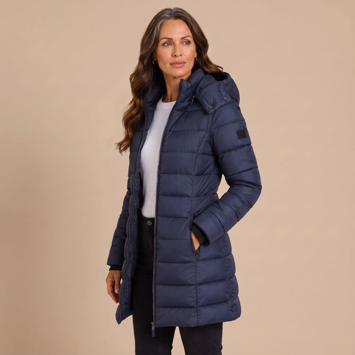 Quilted Hooded Long Sleeve Puffer Jacket