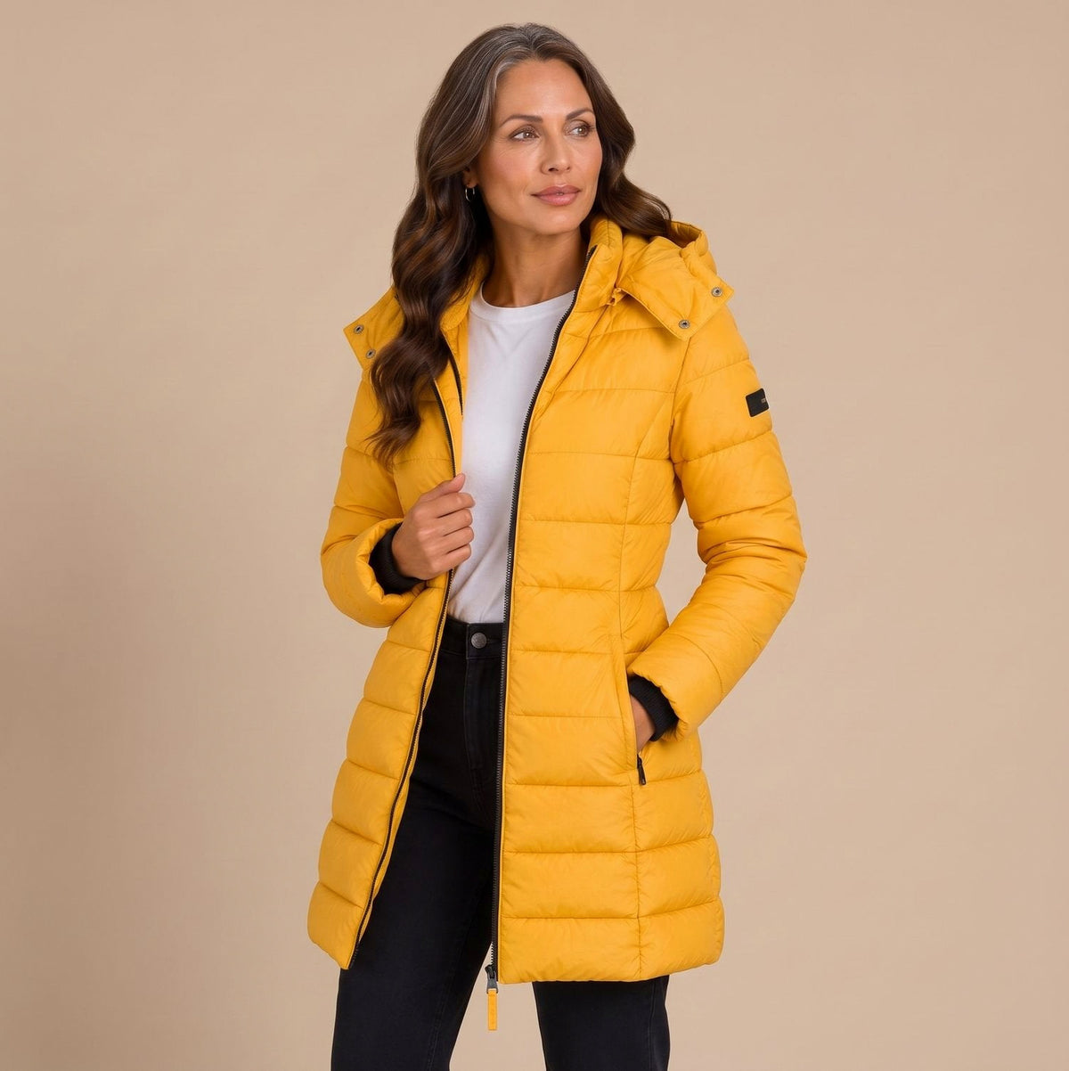 Quilted Hooded Long Sleeve Puffer Jacket
