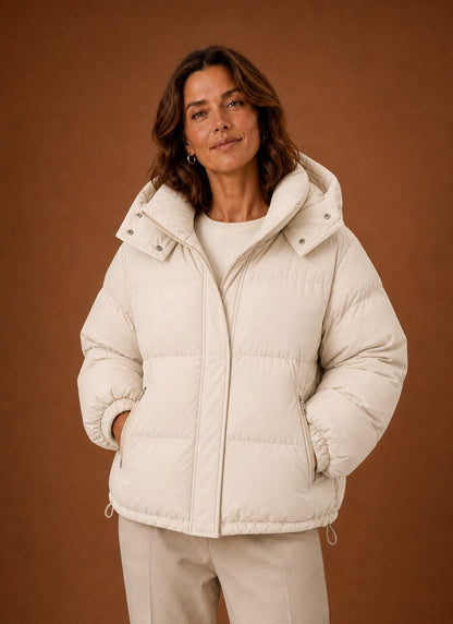 Quilted Hooded Long Sleeve Puffer Jacket