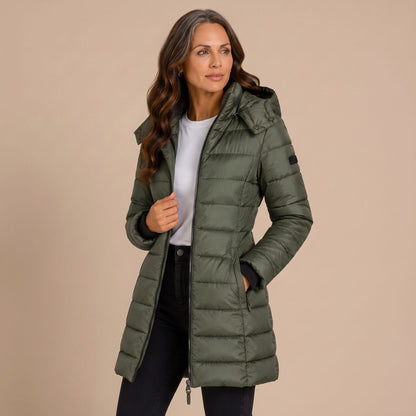 Quilted Hooded Long Sleeve Puffer Jacket