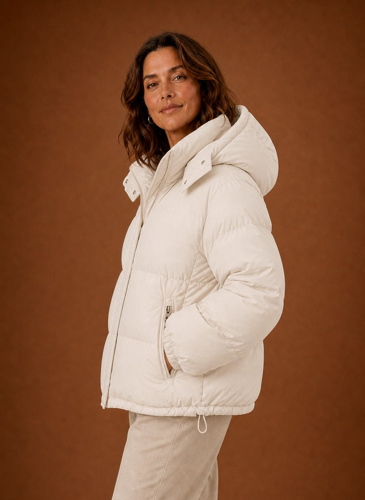 Quilted Hooded Long Sleeve Puffer Jacket