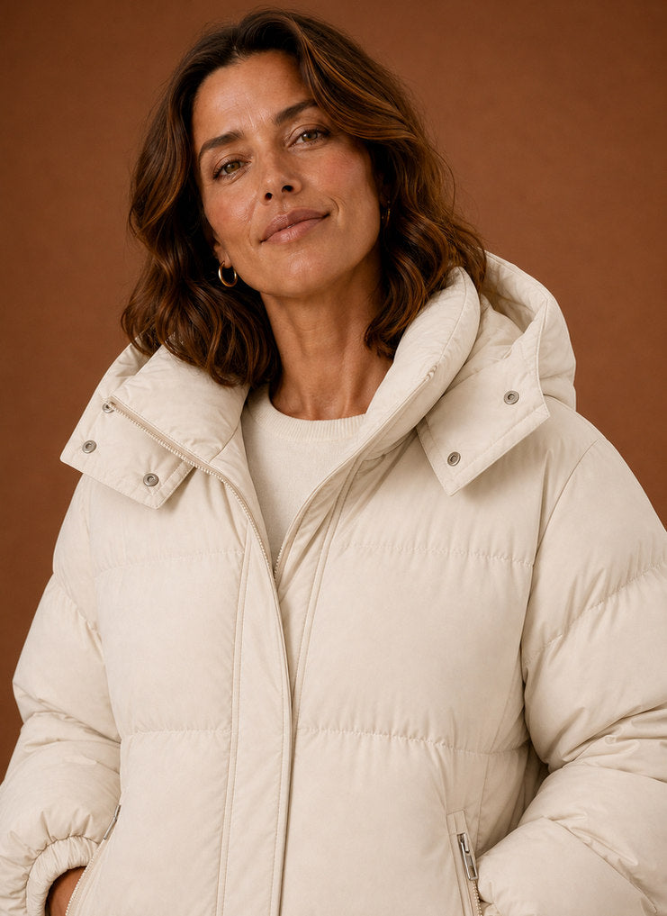 Quilted Hooded Long Sleeve Puffer Jacket