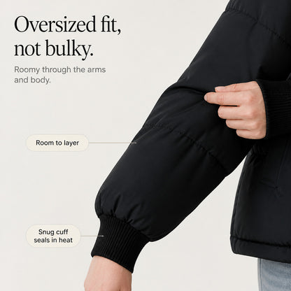 Quilted Hooded Long Sleeve Puffer Jacket