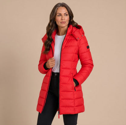 Quilted Hooded Long Sleeve Puffer Jacket