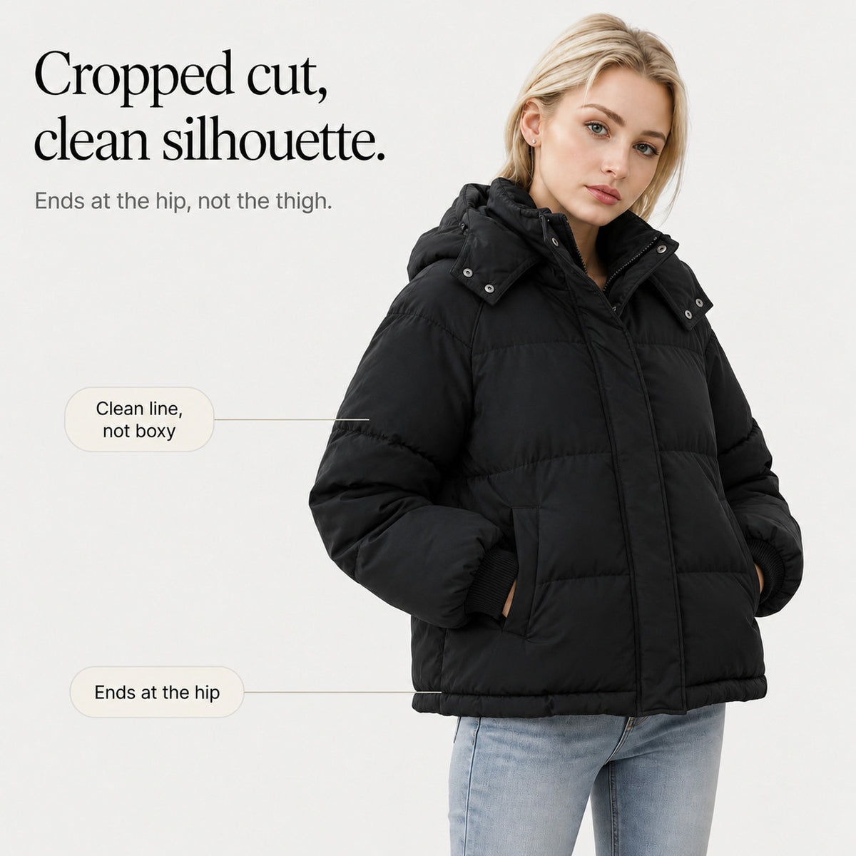 Quilted Hooded Long Sleeve Puffer Jacket