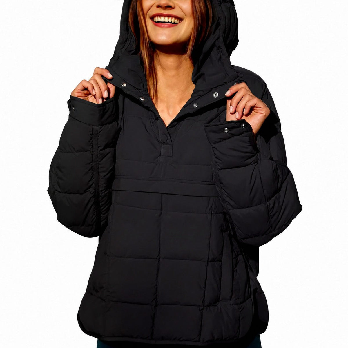 Quilted Hooded Pullover Puffer Jacket