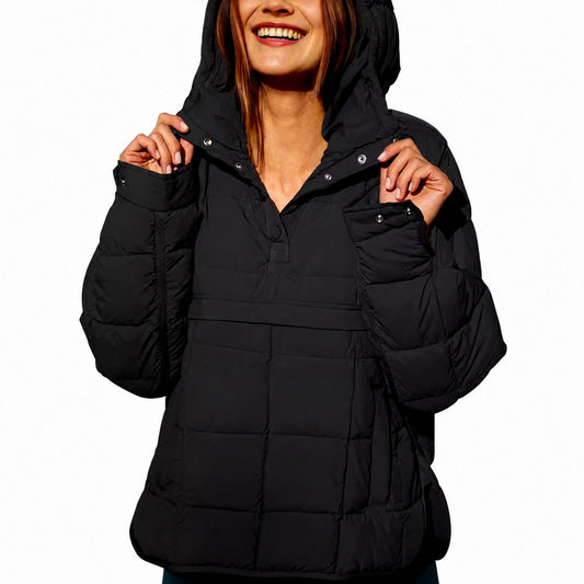 Quilted Hooded Pullover Puffer Jacket