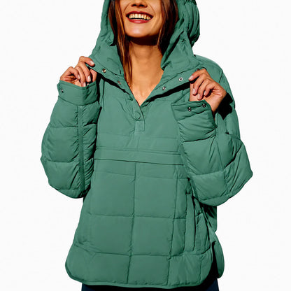 Quilted Hooded Pullover Puffer Jacket