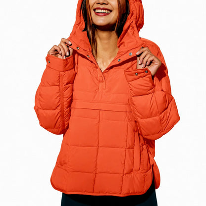 Quilted Hooded Pullover Puffer Jacket