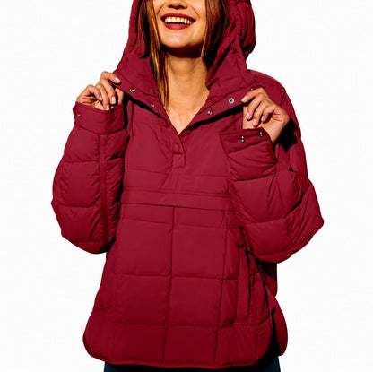 Quilted Hooded Pullover Puffer Jacket