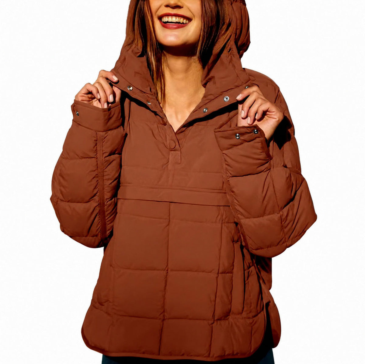 Quilted Hooded Pullover Puffer Jacket