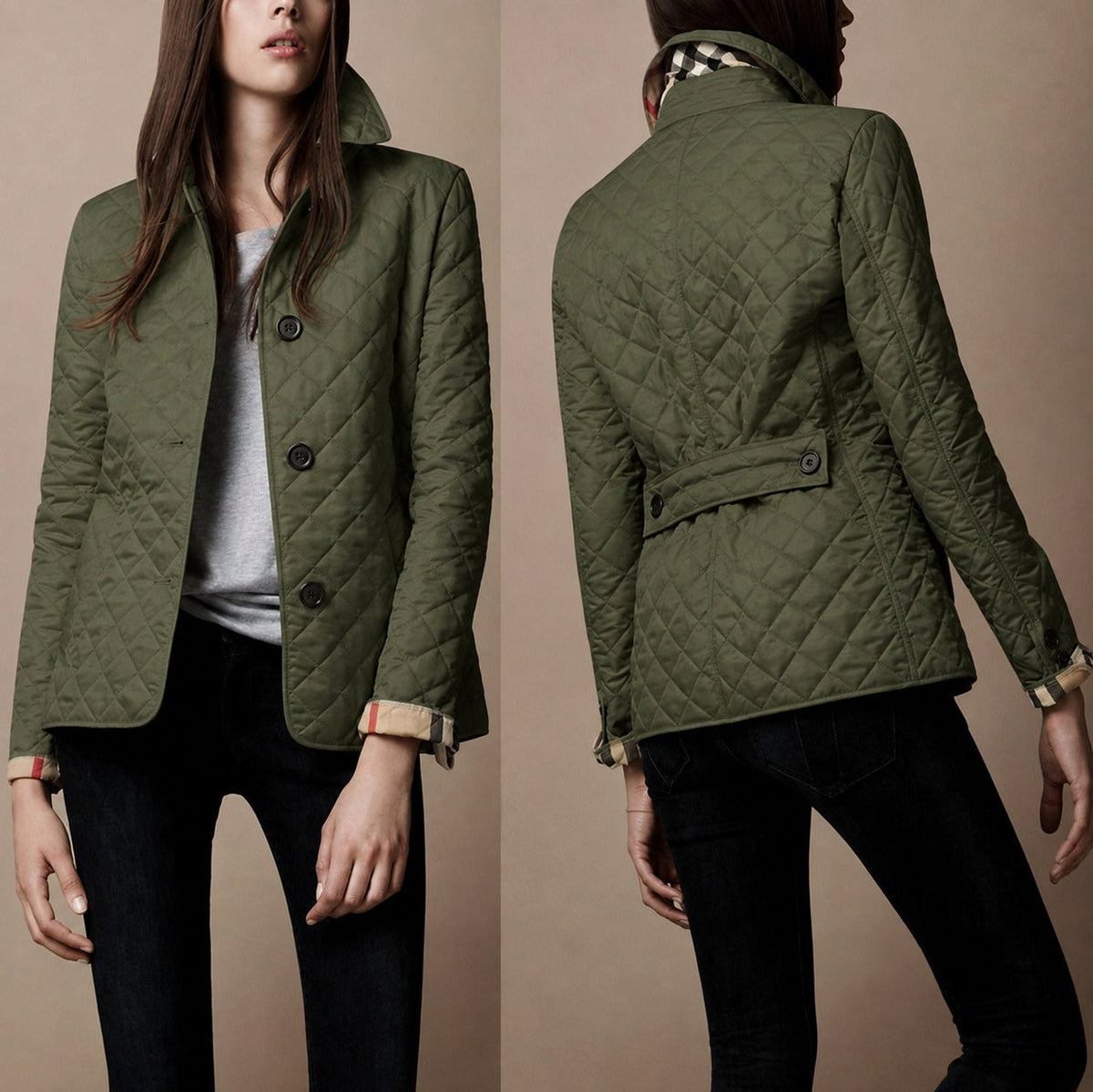 Quilted Long Sleeve Collared Jacket