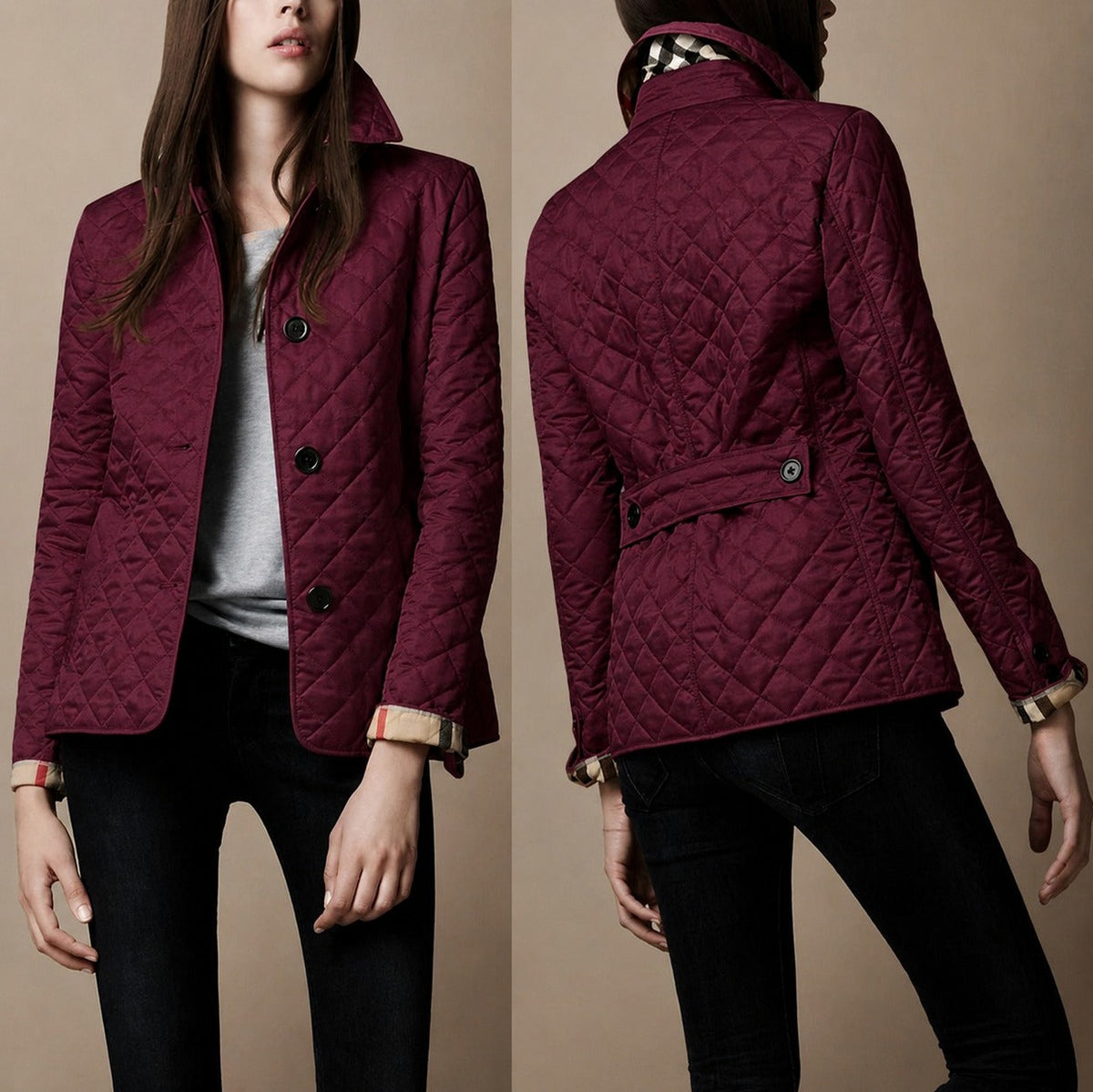 Quilted Long Sleeve Collared Jacket