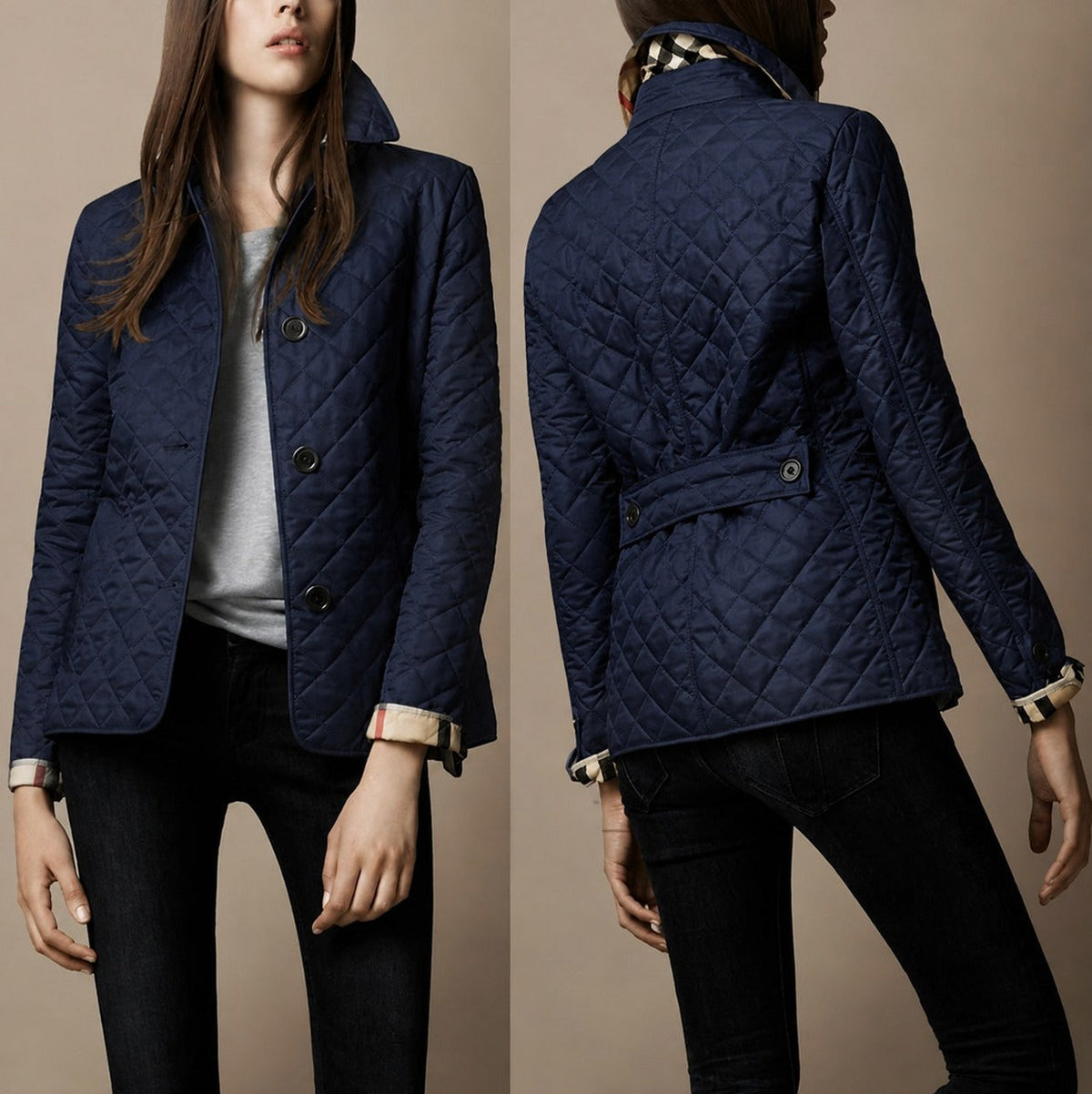 Quilted Long Sleeve Collared Jacket