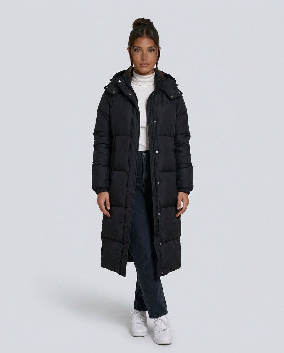 Quilted Hooded Long Puffer Coat