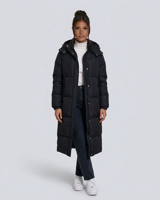 Quilted Hooded Long Puffer Coat