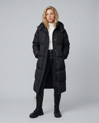 Quilted Hooded Long Puffer Coat